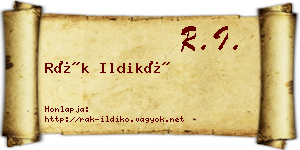 Rák Ildikó névjegykártya